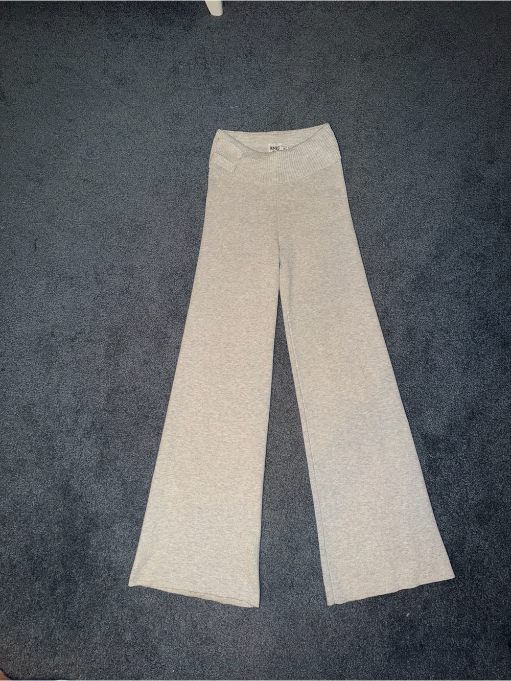 Princess Polly Light Gray Wide-Leg Knit Pants